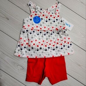 Carter's 2 piece short and tank top Red white and blue outfit Size 3MO NWT